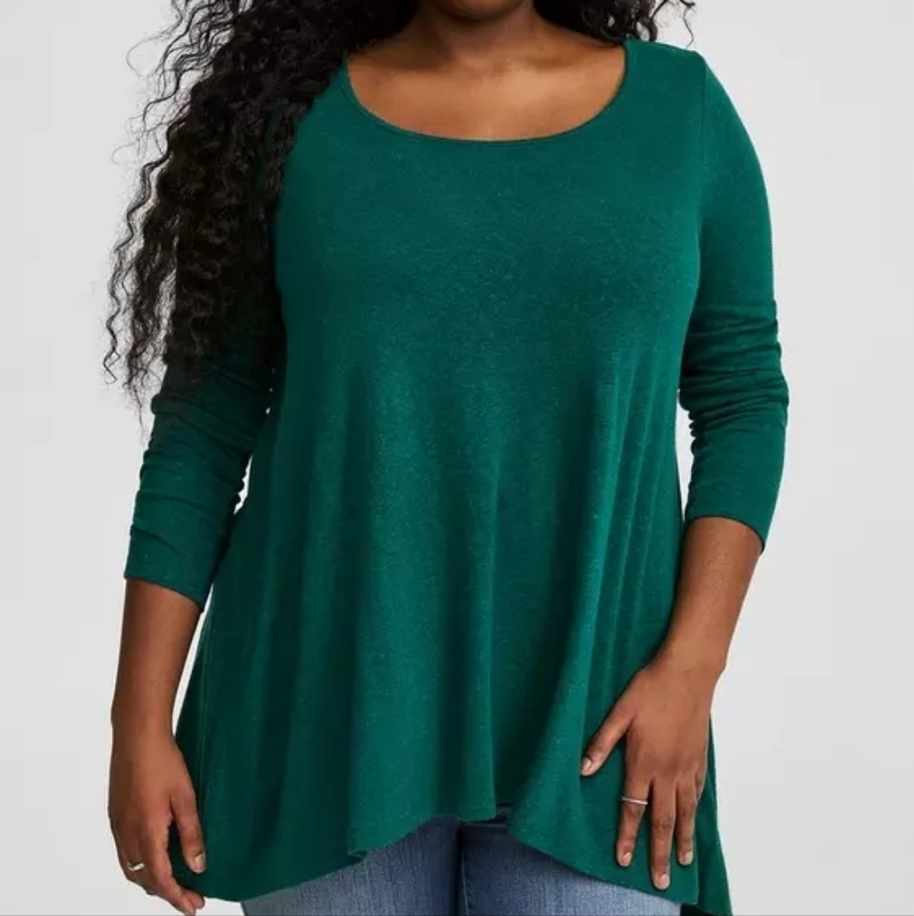 Torrid Size 0 Linen Blend Crew Neck Drop Shoulder Hi-Lo Tunic Top